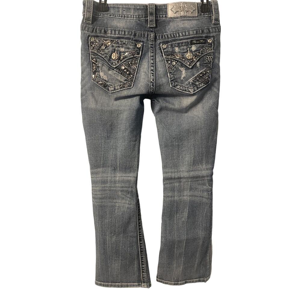 Miss Me Standard Boot Cut Jeans 27 Rhinestones Flap Pockets Stitch styleME3D4BBS